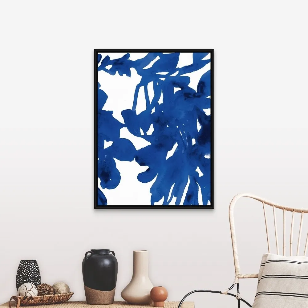 "Azure Silhouette I" Black Float Frame Canvas Art