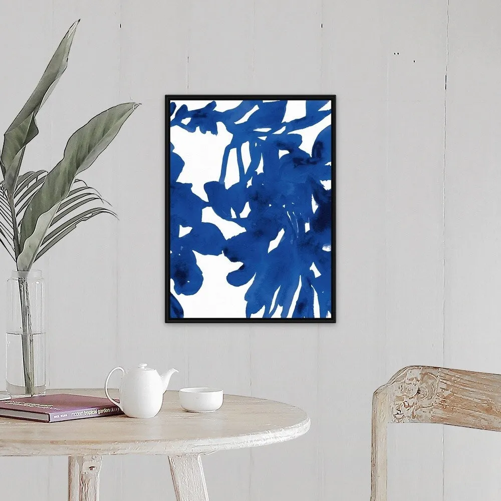 "Azure Silhouette I" Black Float Frame Canvas Art