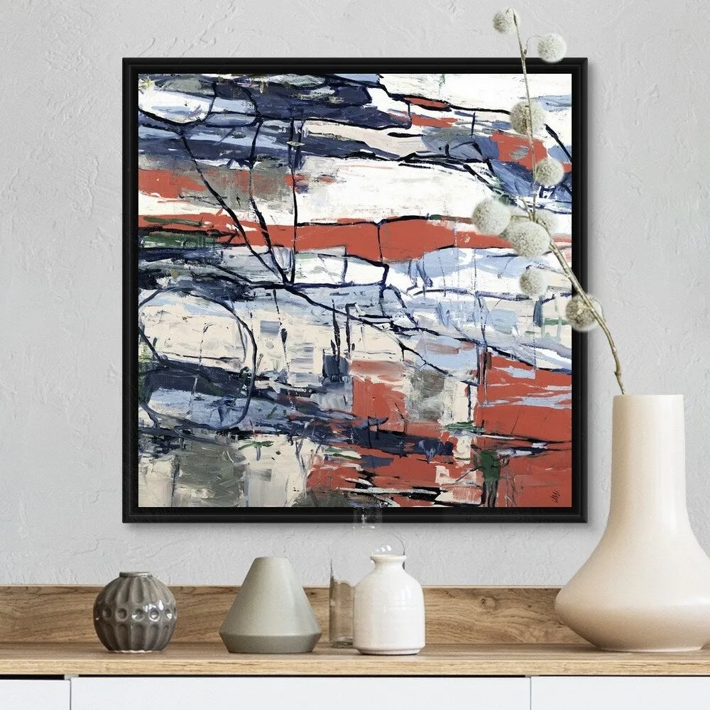 "Block by Block" Black Float Frame Canvas Art