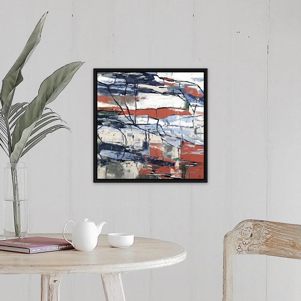 "Block by Block" Black Float Frame Canvas Art
