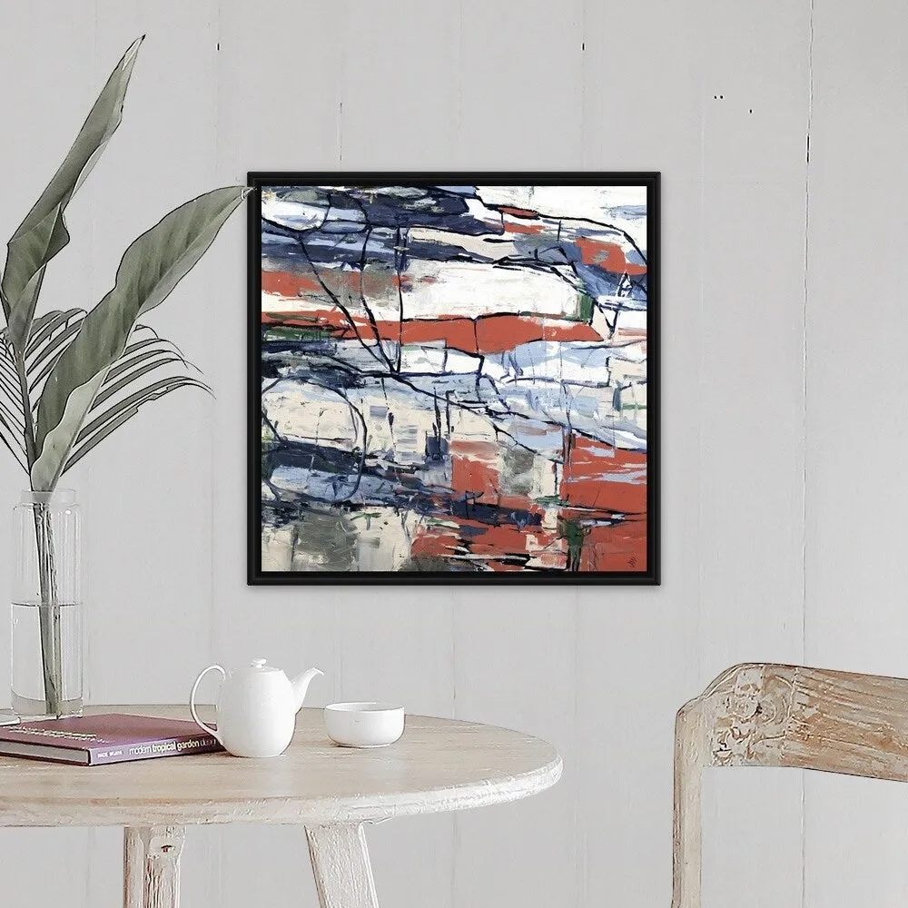 "Block by Block" Black Float Frame Canvas Art