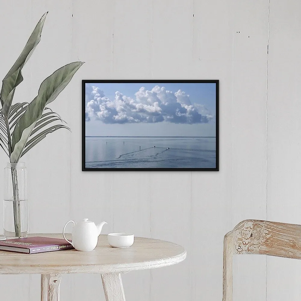 "Calm waters in the Gulf of Mexico" Black Float Frame Canvas Art
