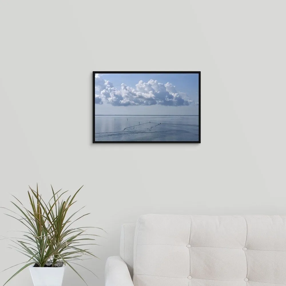 "Calm waters in the Gulf of Mexico" Black Float Frame Canvas Art