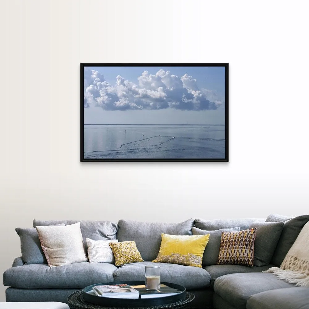 "Calm waters in the Gulf of Mexico" Black Float Frame Canvas Art