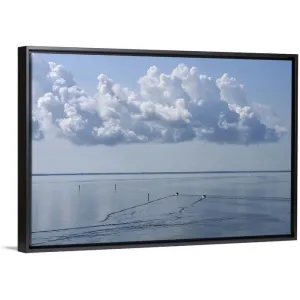 "Calm waters in the Gulf of Mexico" Black Float Frame Canvas Art