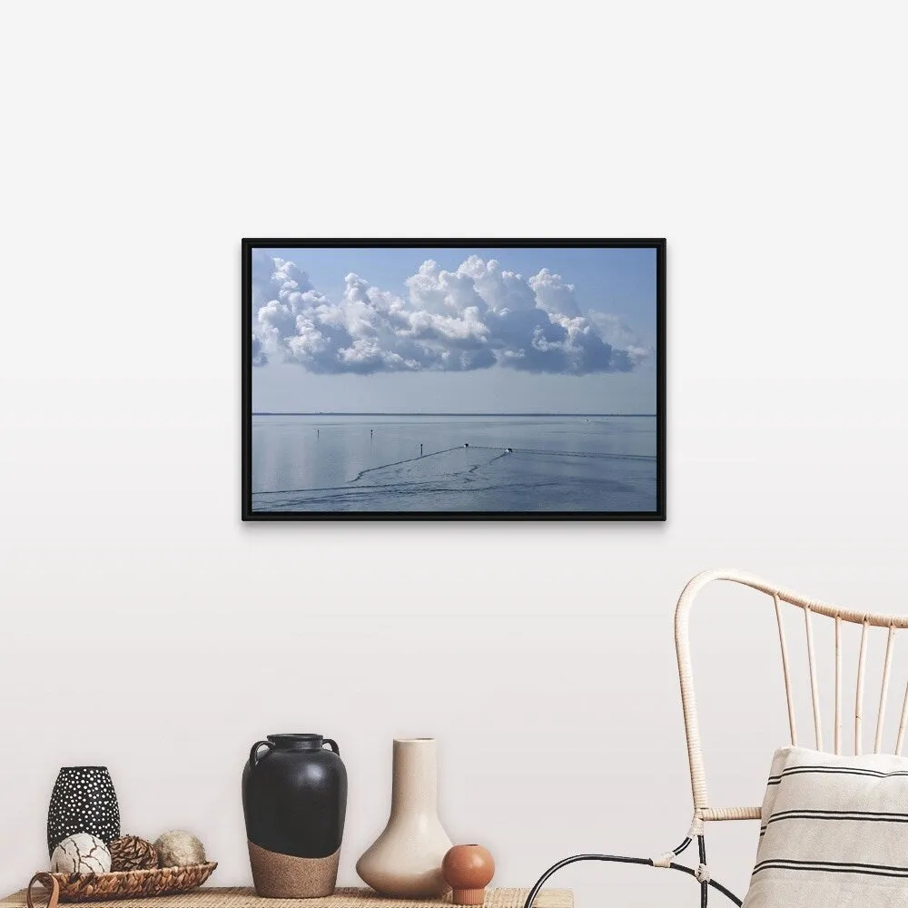 "Calm waters in the Gulf of Mexico" Black Float Frame Canvas Art