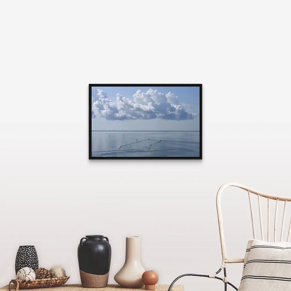 "Calm waters in the Gulf of Mexico" Black Float Frame Canvas Art