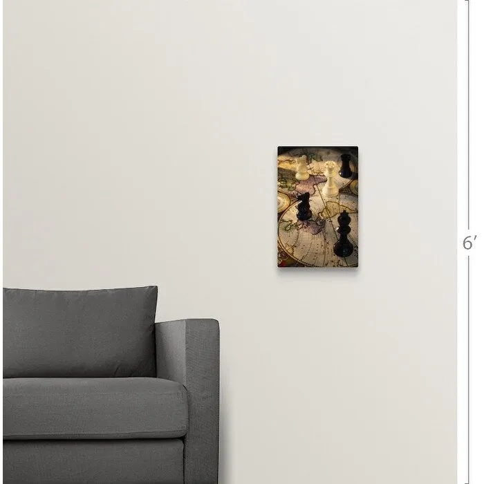 "Chess pieces on old world map" Canvas Wall Art