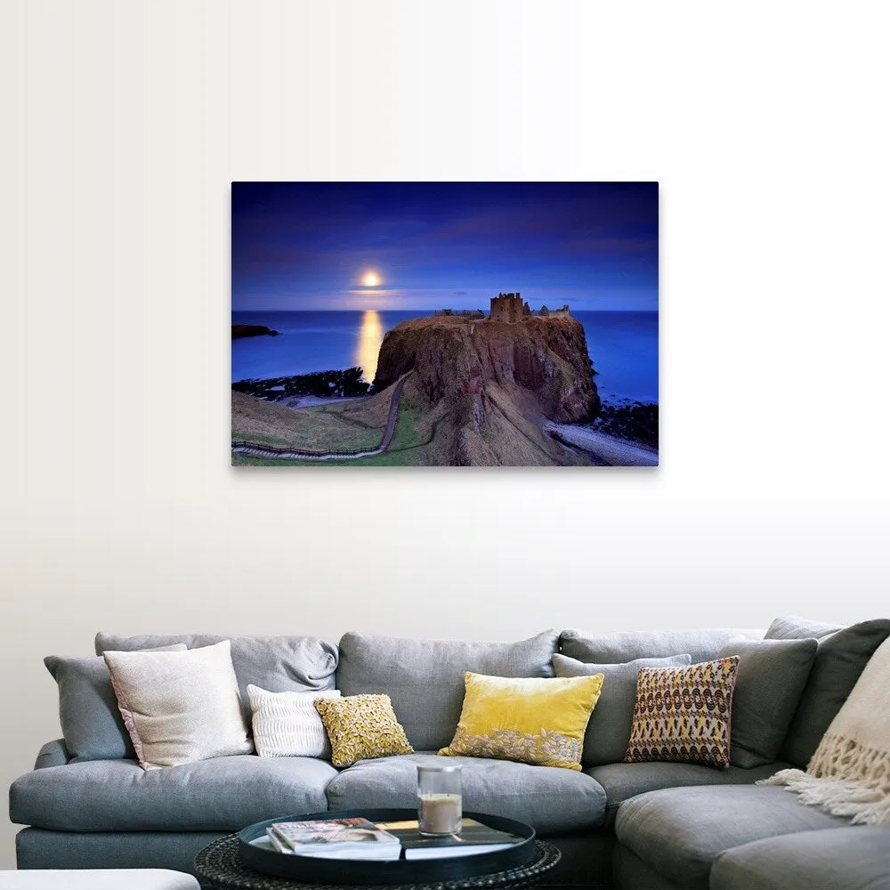 "Full moon is rising over Dunnottar castle near Stonehaven" Canvas Wall Art