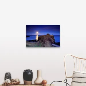 "Full moon is rising over Dunnottar castle near Stonehaven" Canvas Wall Art