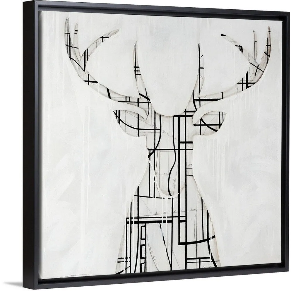 "Gridlock" Black Float Frame Canvas Art