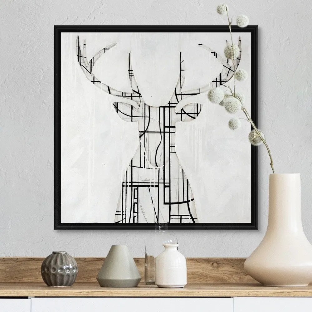 "Gridlock" Black Float Frame Canvas Art
