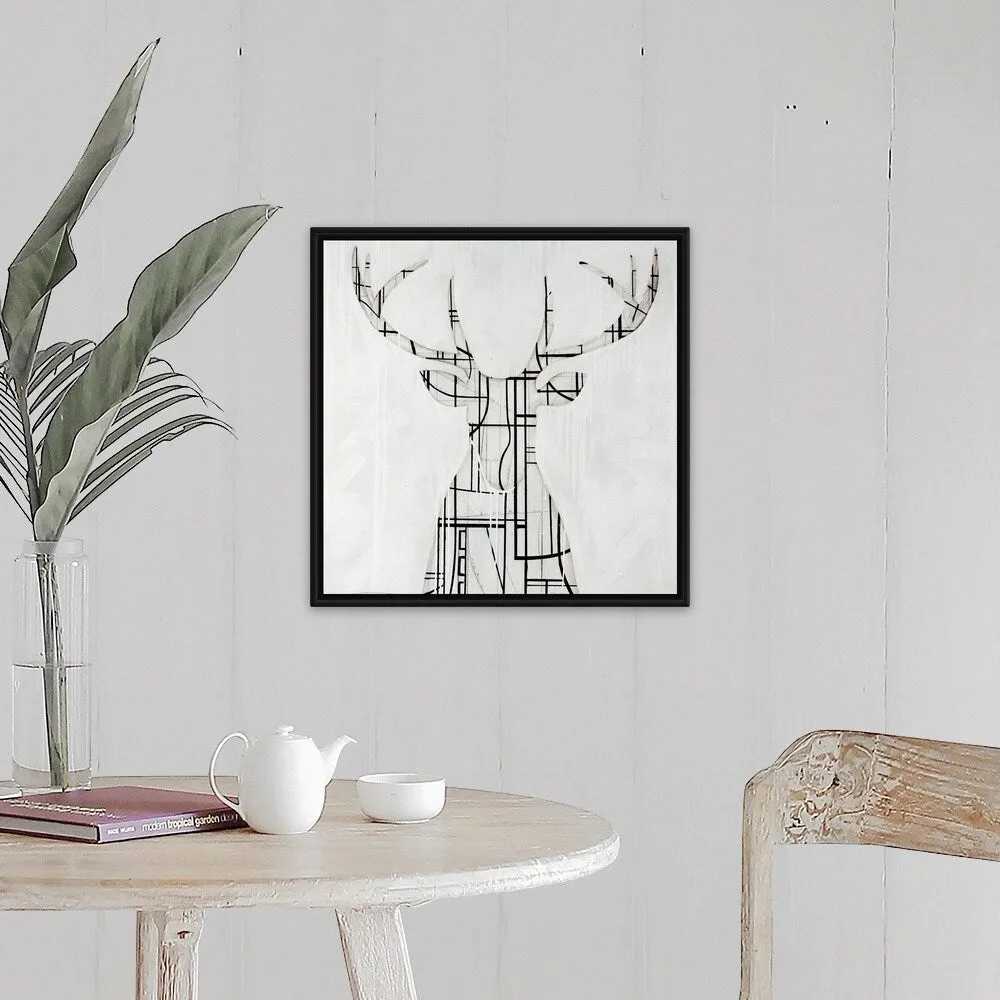 "Gridlock" Black Float Frame Canvas Art