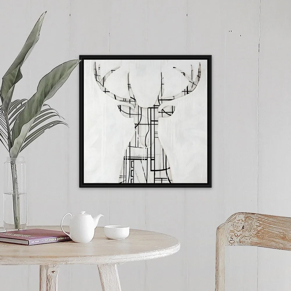 "Gridlock" Black Float Frame Canvas Art