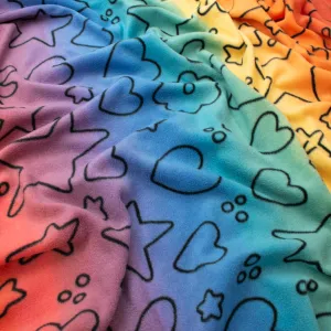 Rainbow Stars & Hearts Printed Polar Fleece Design 198