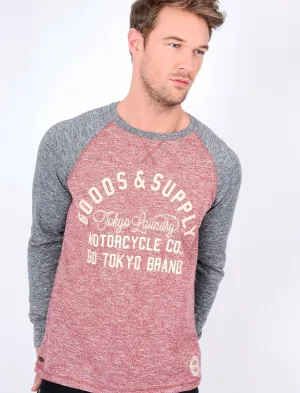 Redwing Cove Raglan Long Sleeve Motif Top in Oxblood - Tokyo Laundry