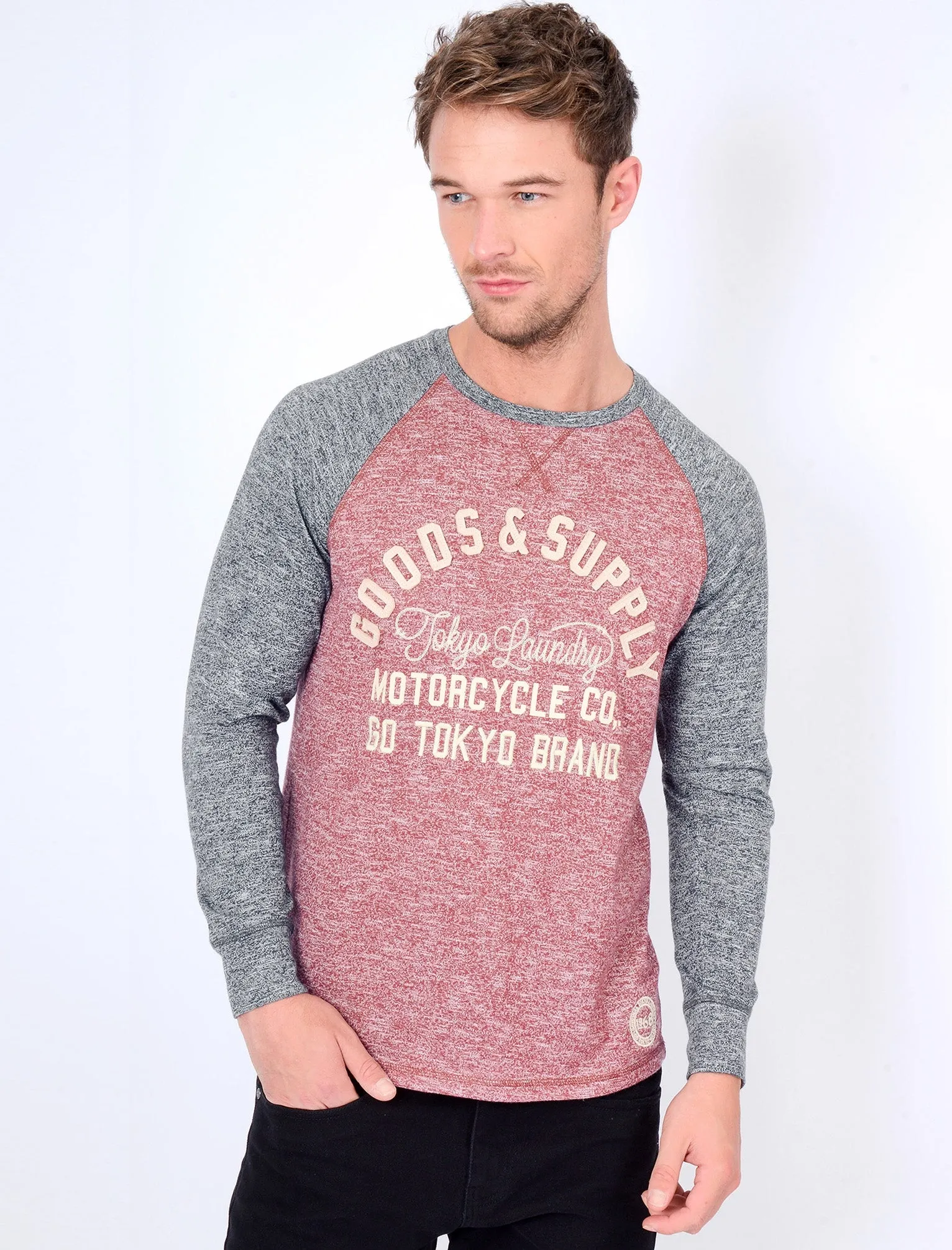 Redwing Cove Raglan Long Sleeve Motif Top in Oxblood - Tokyo Laundry