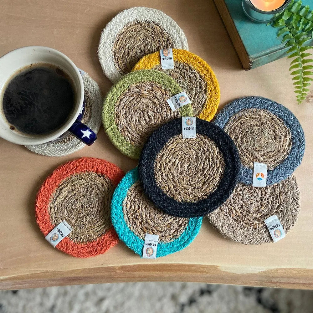 Respiin Round Seagrass & Jute Coaster