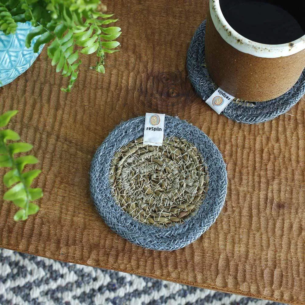 Respiin Round Seagrass & Jute Coaster