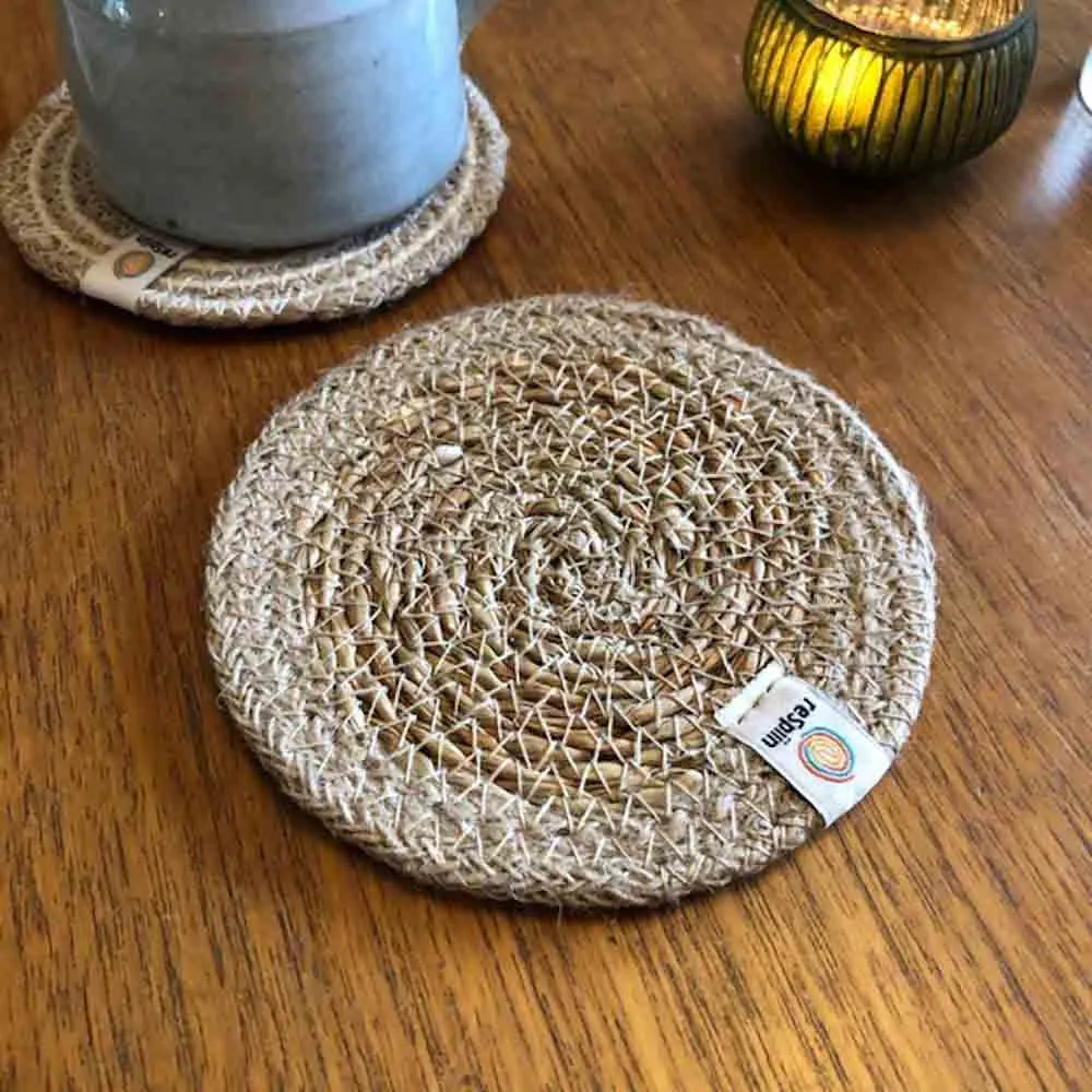 Respiin Round Seagrass & Jute Coaster