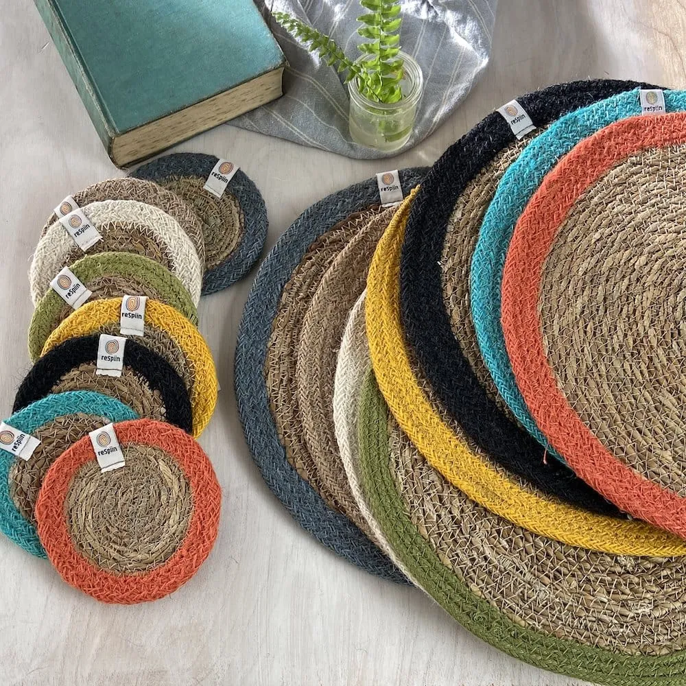 Respiin Round Seagrass & Jute Coaster