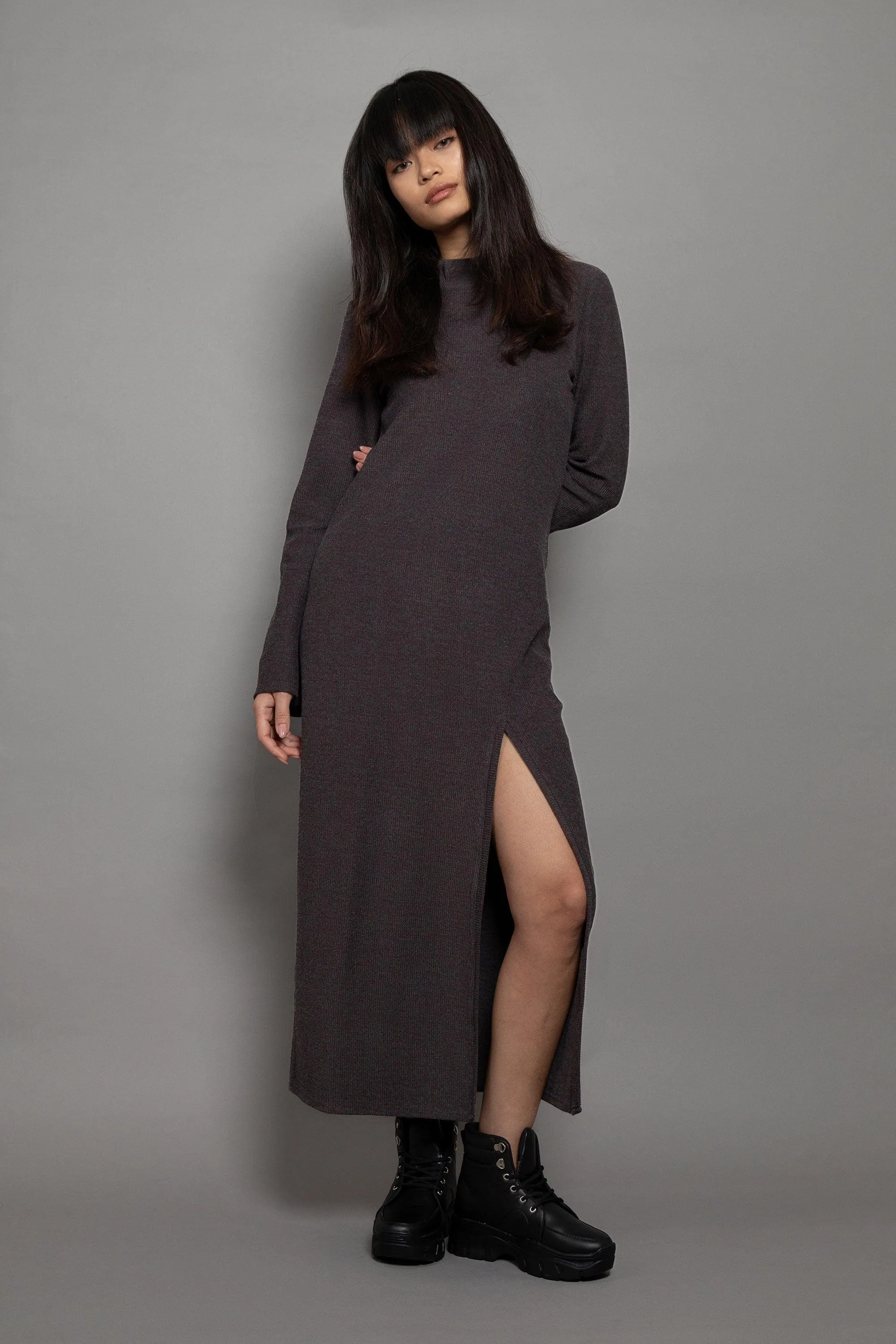 Reverse French Terry Long Dress