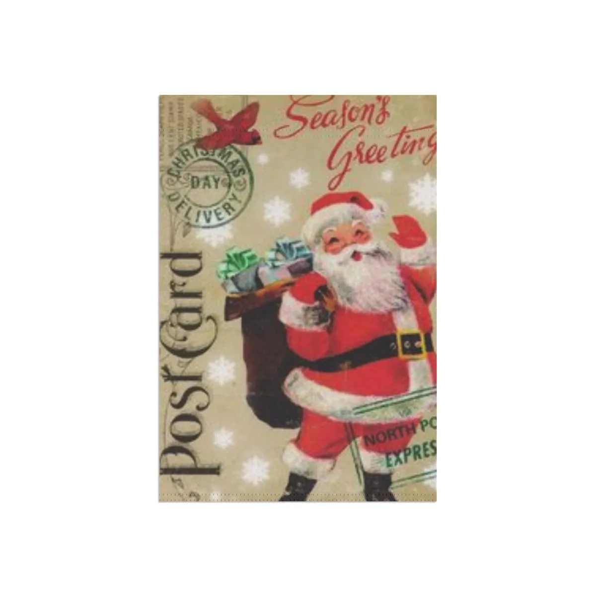 Vintage Santa Seasons Greetings Garden & House Banner