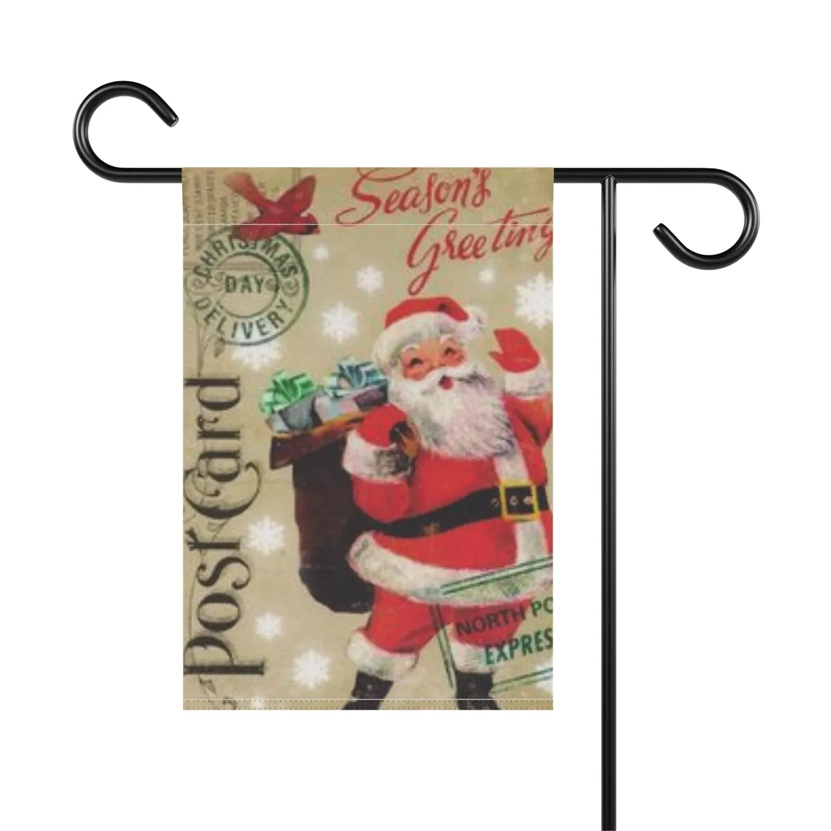 Vintage Santa Seasons Greetings Garden & House Banner