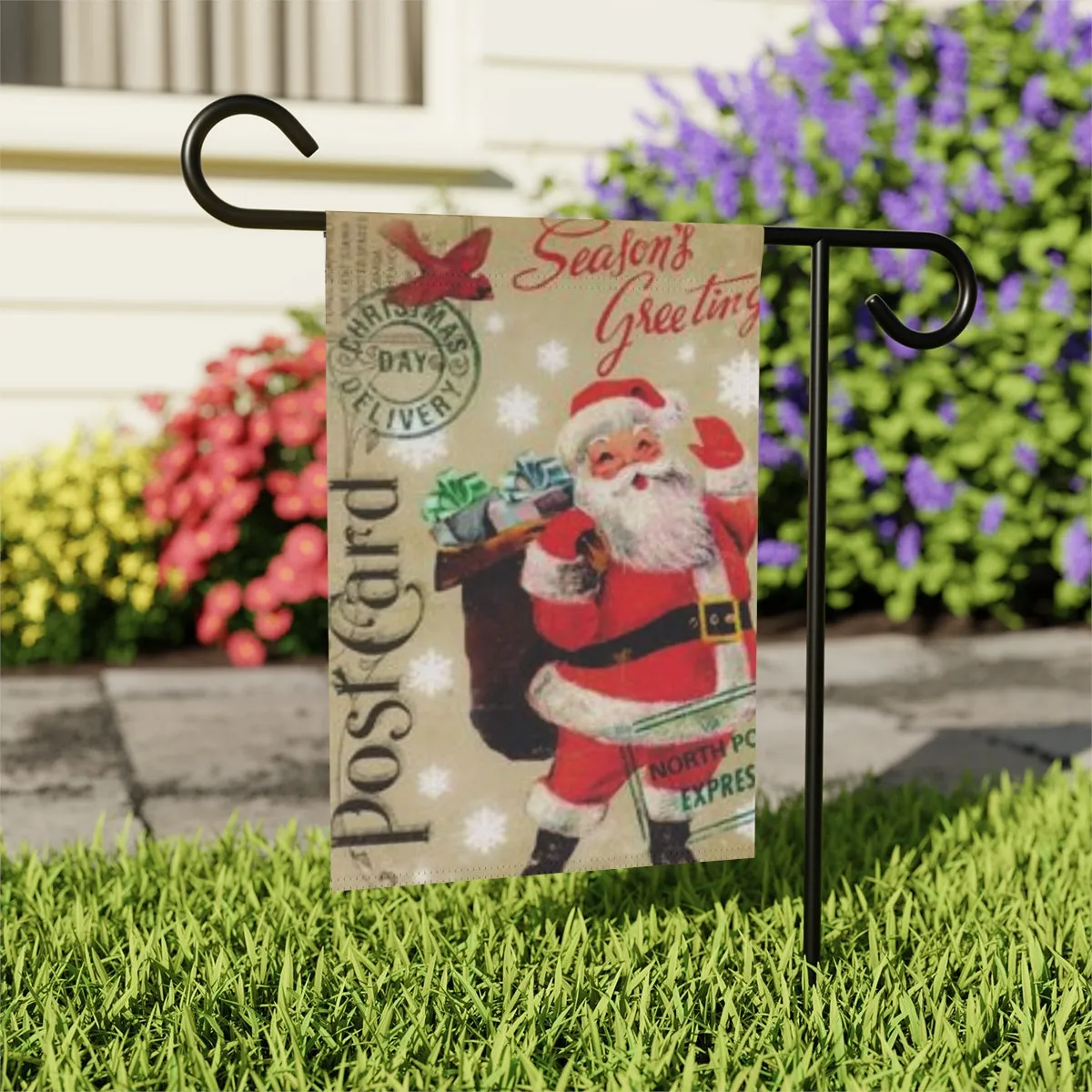 Vintage Santa Seasons Greetings Garden & House Banner