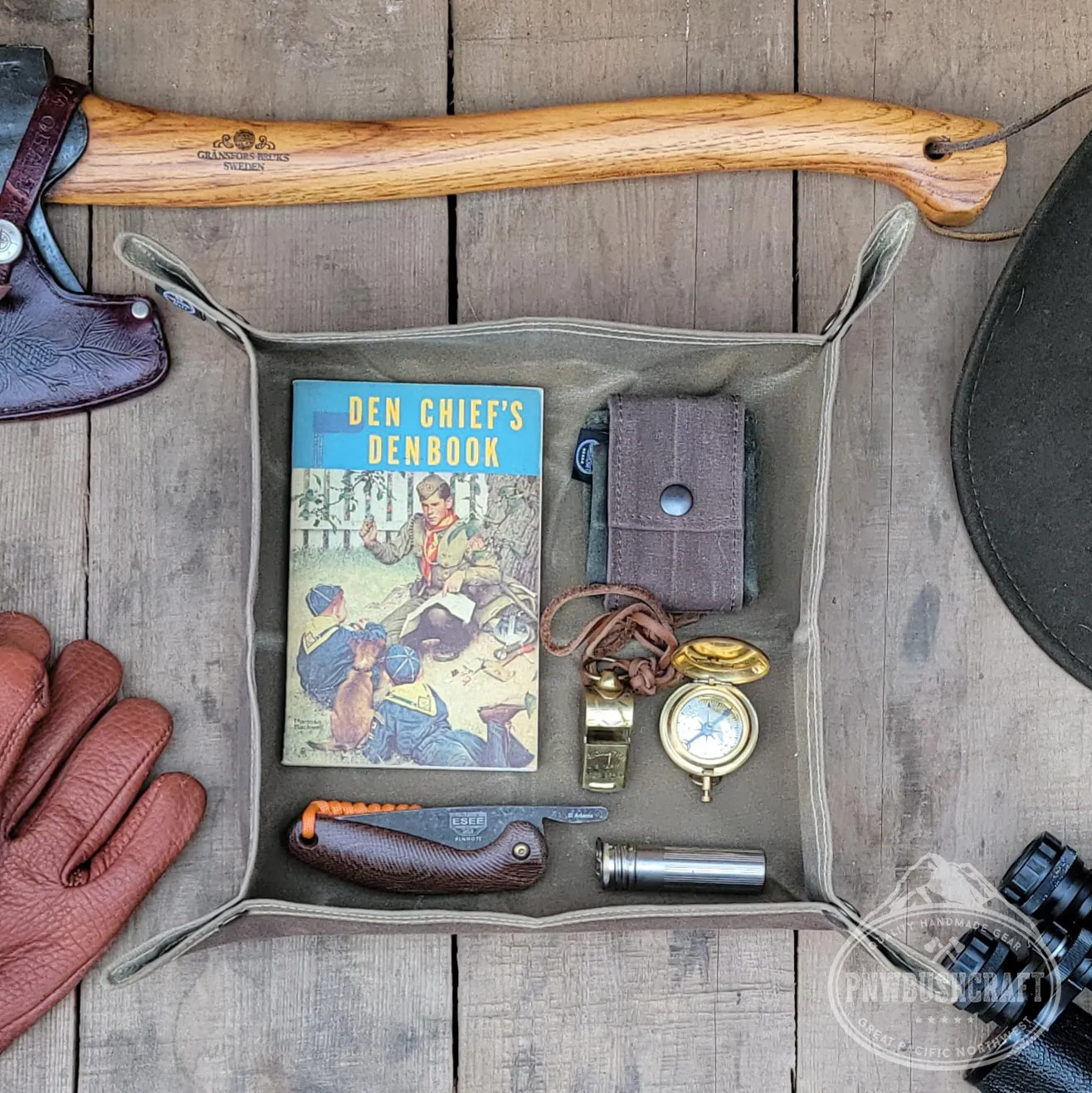 Waxed Canvas Travel Tray in 4 Sizes Perfect for keeping your gear together in the woods