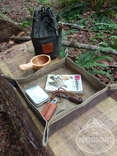 Waxed Canvas Travel Tray in 4 Sizes Perfect for keeping your gear together in the woods
