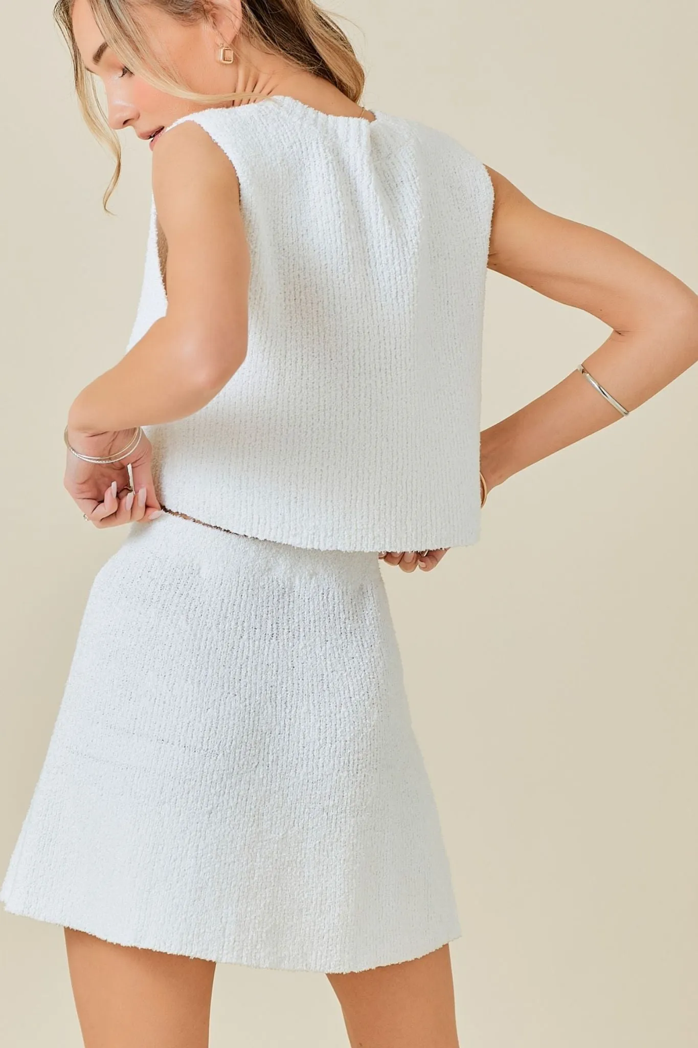 White Sweater Mini Skirt